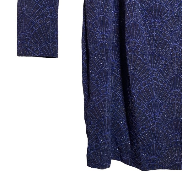 Divided Black Blue Long Sleeve Sparkle Fan Print Open Back Mini Dress 12 - Picture 8 of 14